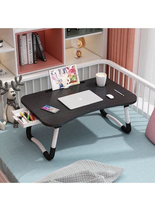 Laptop Table, 60 * 40cm Portable Laptop Table with Foldable Legs, Tablet & Notebook Slot, Multi-Functional Table for Reading and Eating - Image 2